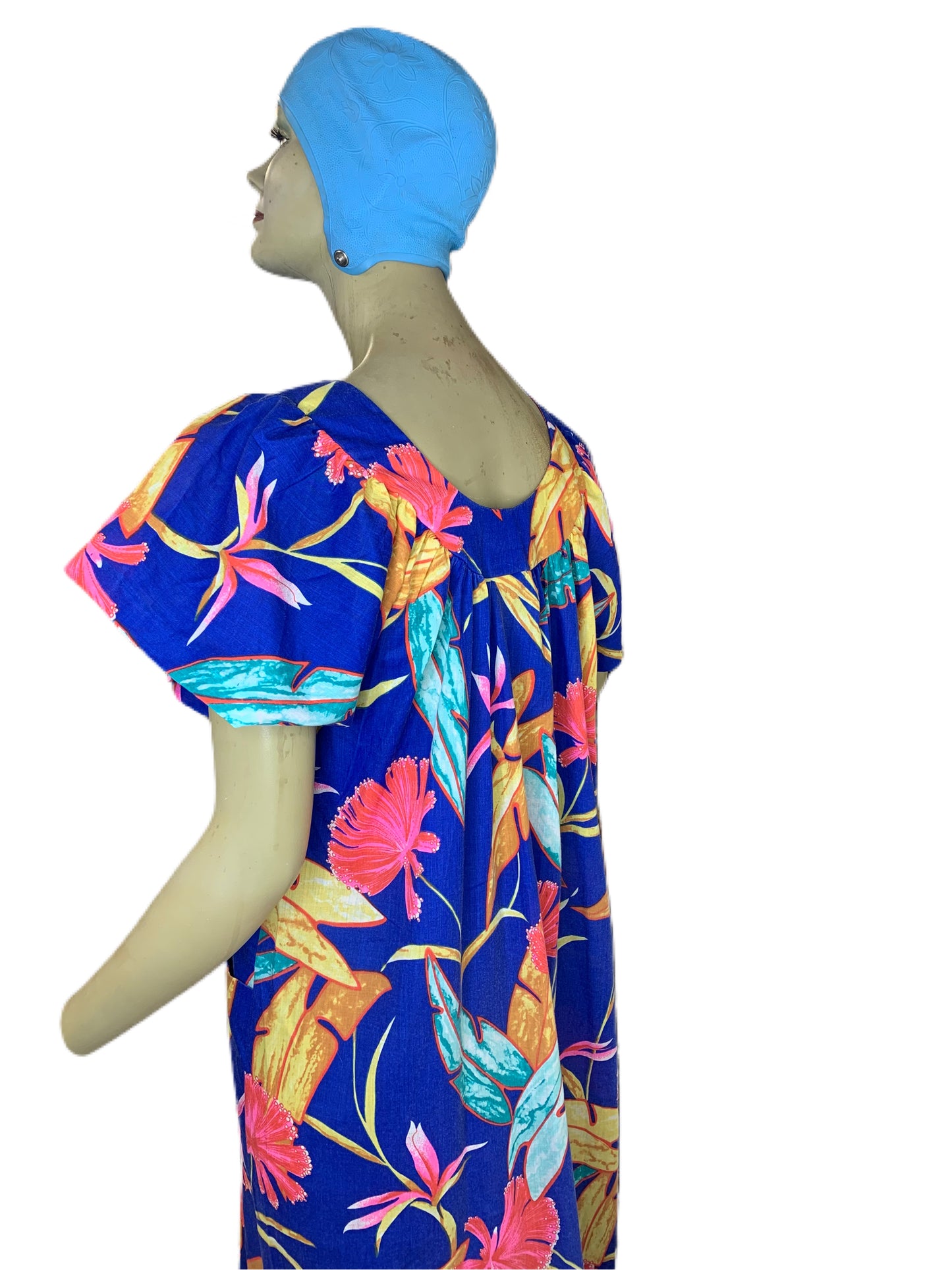 Royal Blue Hawaiian Caftan Dress