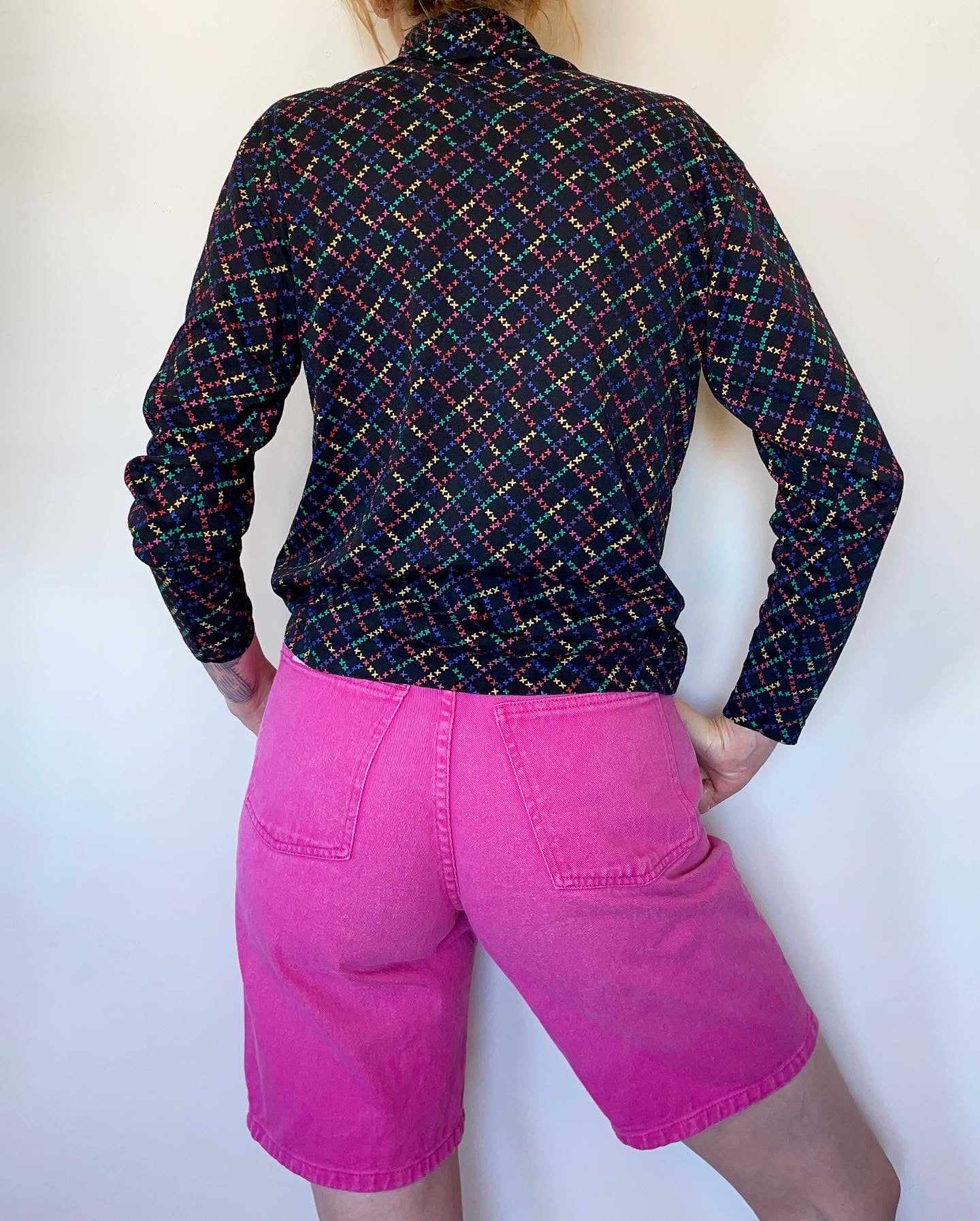 80's Rainbow Lattice Turtleneck