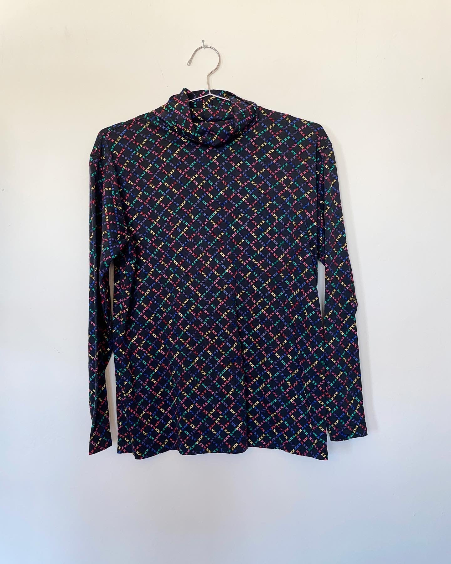 80's Rainbow Lattice Turtleneck