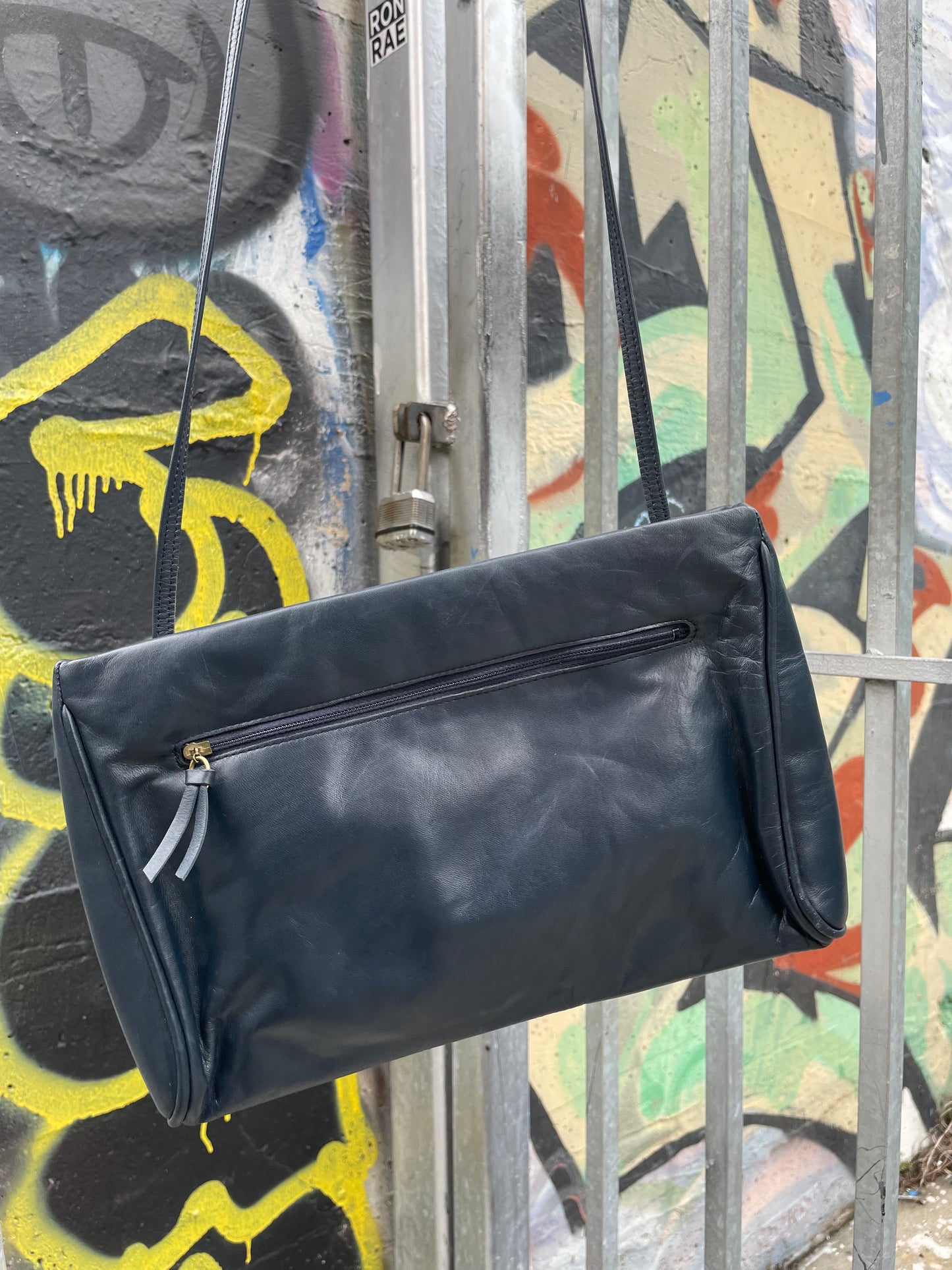 Vintage Anne Klein x Saks Blue Leather Bag