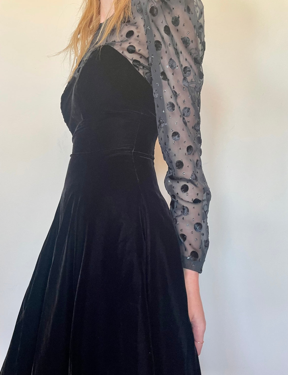 90's Polka Dot Velvet Cocktail Dress