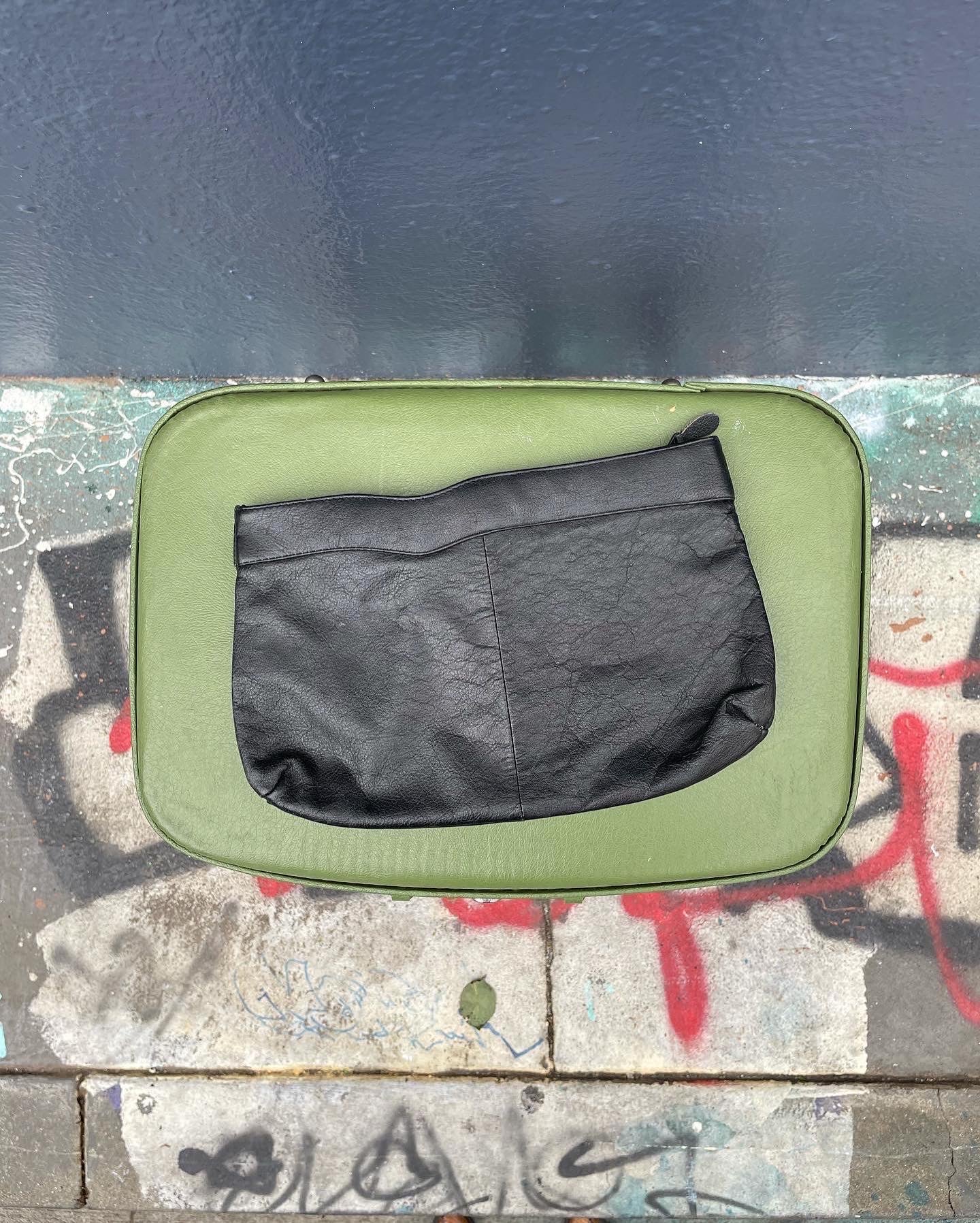 80's Black Leather Clutch