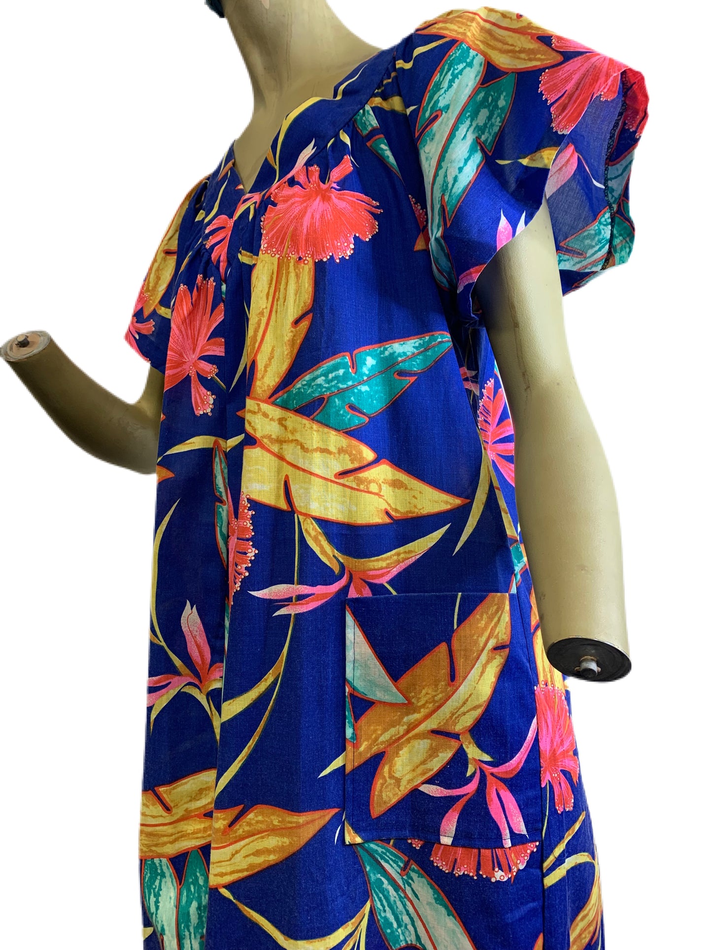Royal Blue Hawaiian Caftan Dress