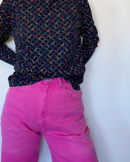 80's Rainbow Lattice Turtleneck