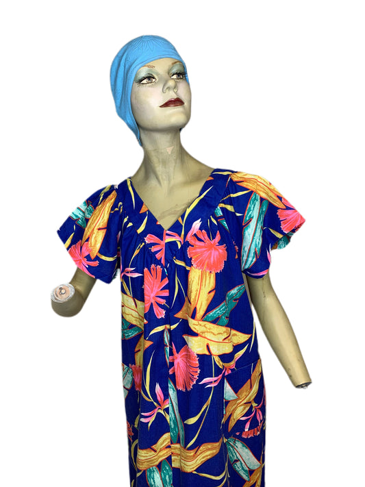 Royal Blue Hawaiian Caftan Dress