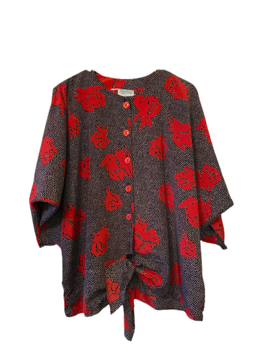 Vintage 1980's Batwing Floral Blouse