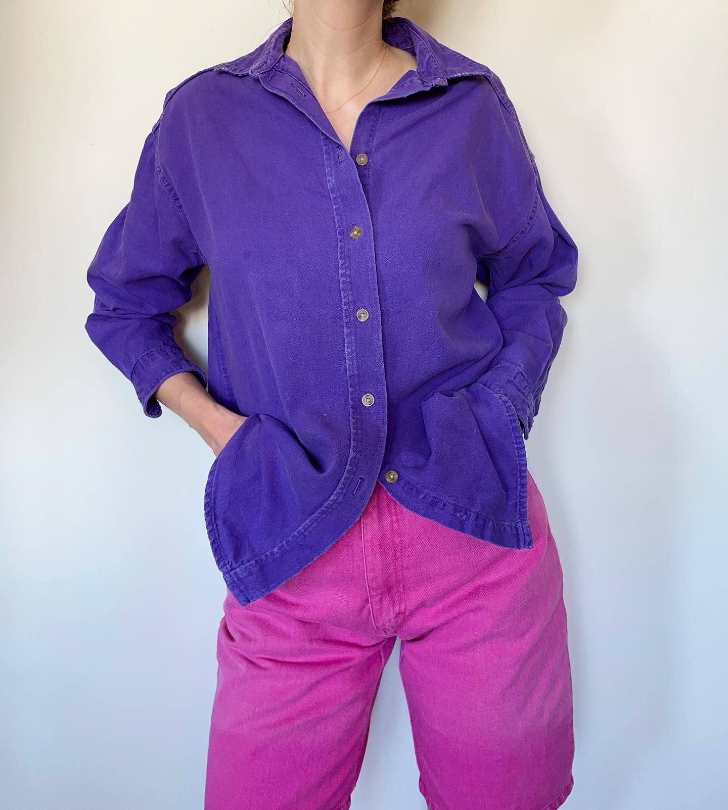 Thrashed Purple Denim Shirt